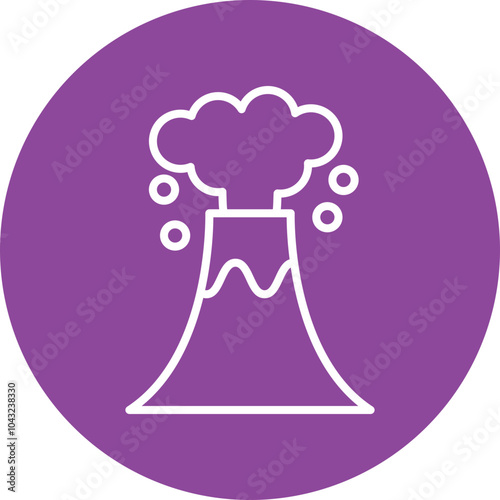 Volcano eruption line circle icon