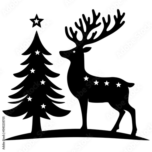 Black deer with christmas tree