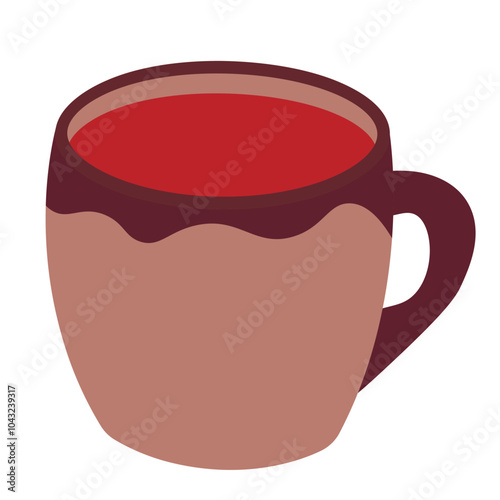 The cute color cup. Kitchen doodle vector illustration. Design for card, poster