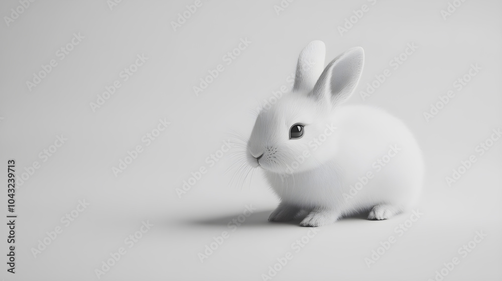 Obraz premium Cute rabbit on white background