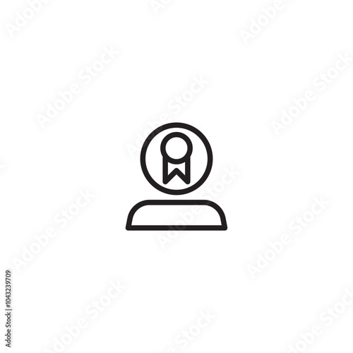 Profile icon. A minimalist icon representing a person who has achieved something. The medal within the person's head suggests recognition for an accomplishment. Editable icon.