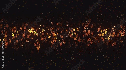 Gold Chinese Yuan Signs. Smoothly Flying Golden Chinese Yuan Symbols. Looped video.
