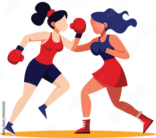 women boxer boxing vector illustration graphic design