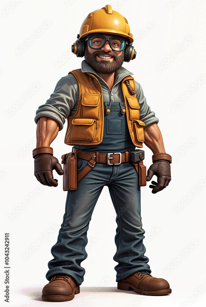 cartoon builder engineer in construction uniform and helmet on white background. generative ai cartoon builder engineer in construction uniform and helmet on white background. generative ai