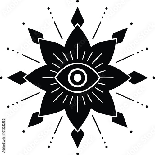Ornamental round doodle flower isolated on white background Black outline mandala.
