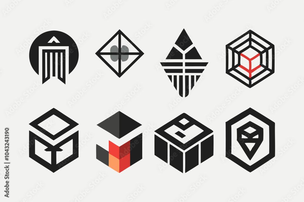 Geometric abstract logos for modern design and branding inspiration Geometric abstract logos for modern design and branding inspiration