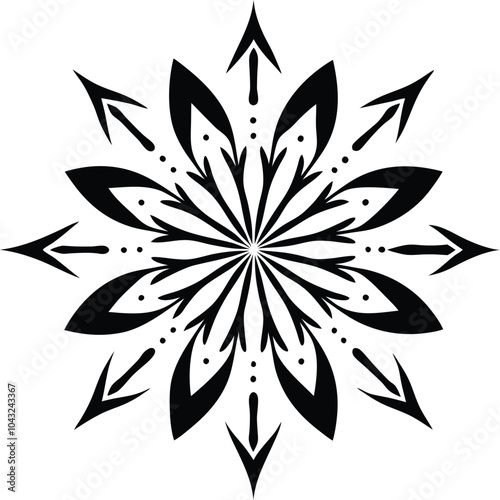 Ornamental round doodle flower isolated on white background Black outline mandala.