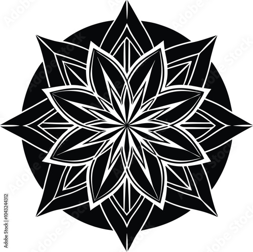 Ornamental round doodle flower isolated on white background Black outline mandala.