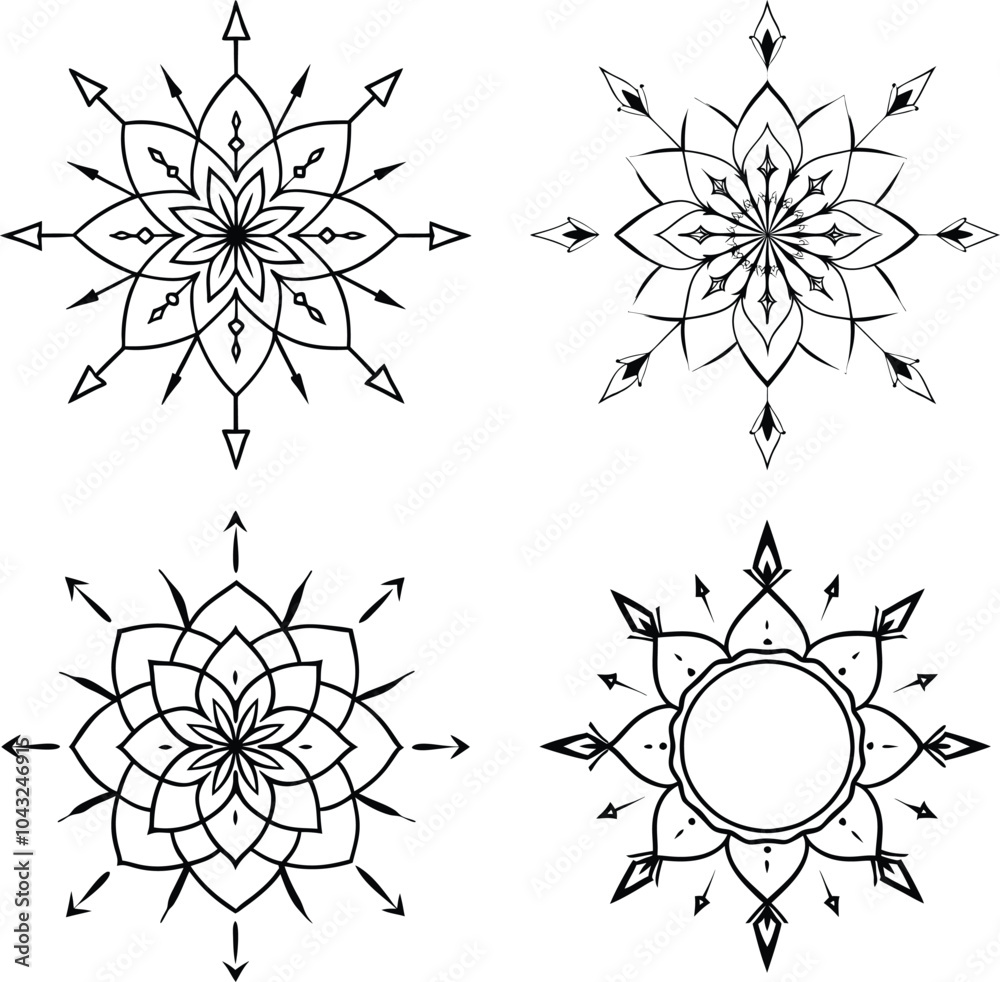 Obraz premium Mandala Line Illustration, Simple mandala design for coloring.