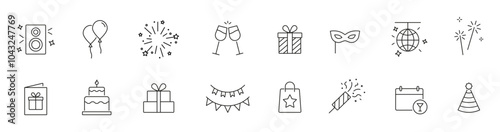 Celebration, party icon set. Birthday, celebration, event icons. Party outline icon collection