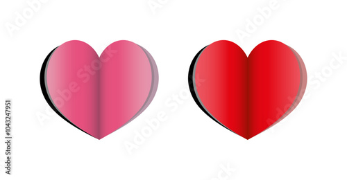 Metallic hearts in paper style