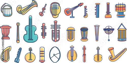 Colorful Collection of Musical Instruments From Various Cultures Around the World