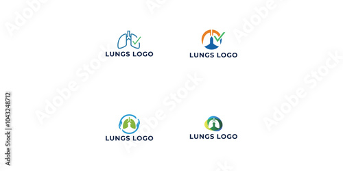 Set of Lungs logo.  lungs  care logo designs for medical service and consult