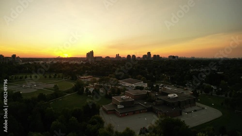 Sunrise over urban area