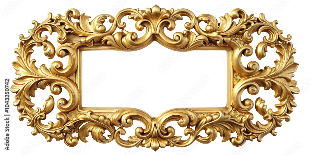 retro golden mirror frame baroque style isolated on white retro golden mirror frame baroque style isolated on white