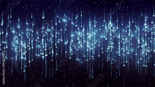 Fairytale Blue Falling Stars. Magical Abstract Background. Looped video.
