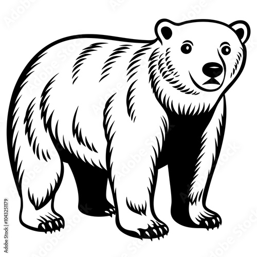 Polar bear silhouette vector illustration on white background