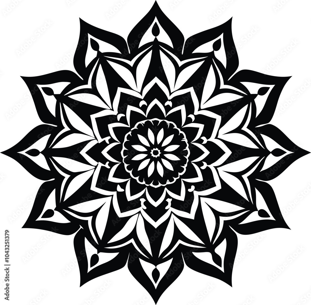 Mandala simple vector with Blossom Mandala Shape outline illustration Mandala simple vector with Blossom Mandala Shape outline illustration