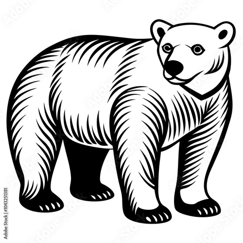 Polar bear silhouette vector illustration on white background