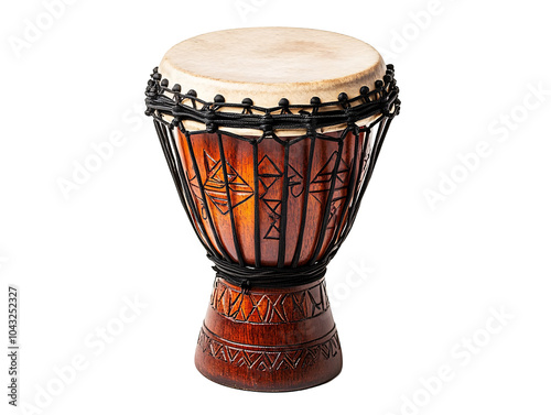 a brown drum with black strings photo