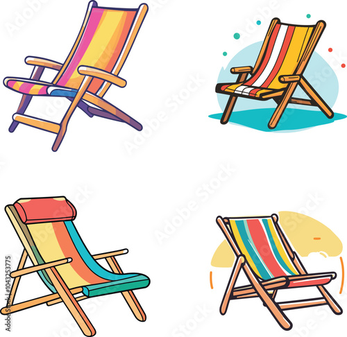 Colorful Beach Chairs in Various Designs Ideal for Summer Relaxation and Enjoyment