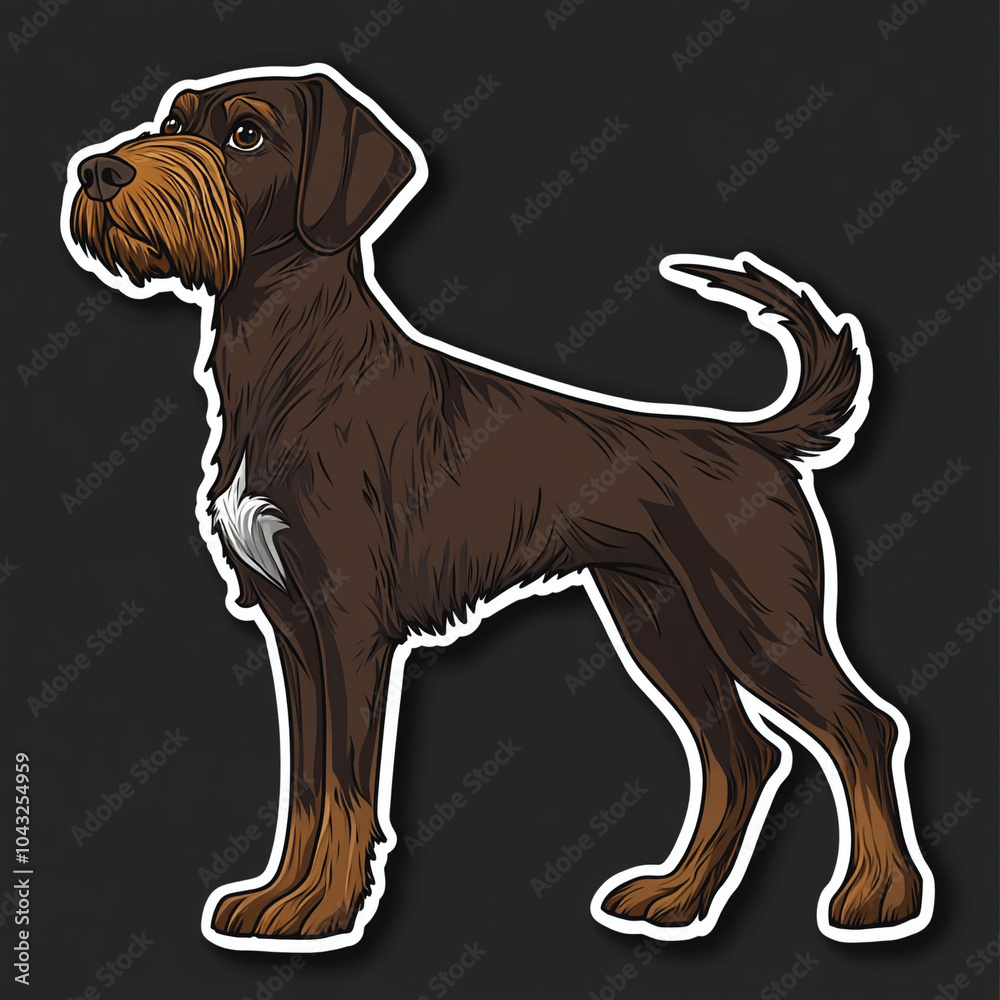 German Wirehaired Pointer Dog Pointing With Intense Focus and Determination in Natural Setting German Wirehaired Pointer Dog Pointing With Intense Focus and Determination in Natural Setting