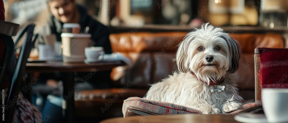 Havanese Dog Relaxing at a Dog-Friendly Cafe Havanese Dog Relaxing at a Dog-Friendly Cafe