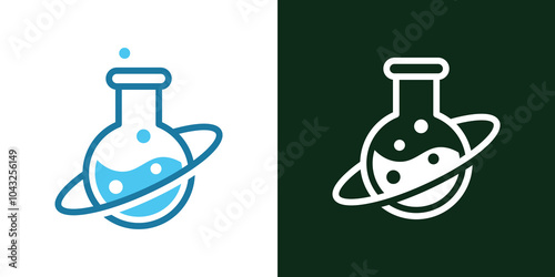 Laboratory beaker logo. Lab flask logo.
