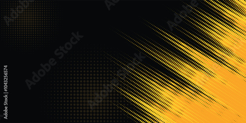 Black and yellow abstract background with brush stroke and halftone style. abstract grunge