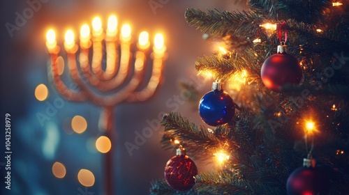 Festive spirit celebrating christmas and hanukkah together