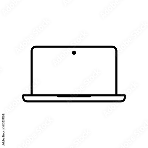 laptop computer icon, line vector isolated on white background. trendy and modern design