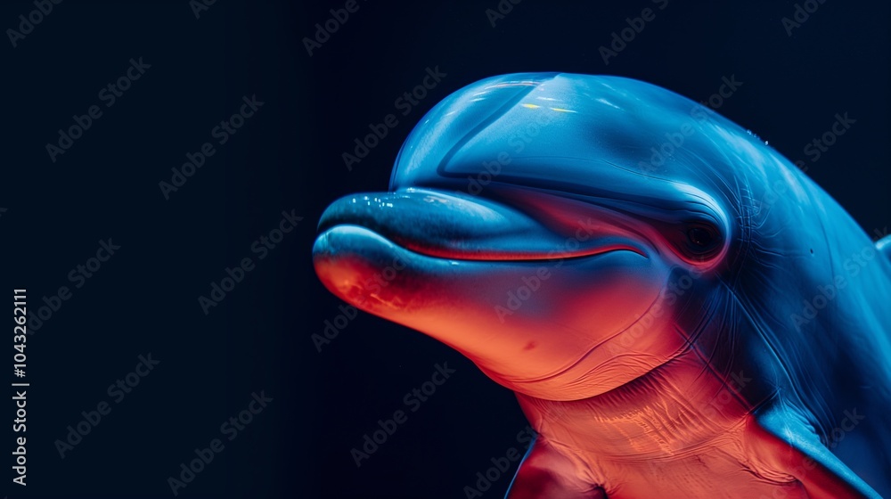 Naklejka premium Neon Dolphin Portrait Art