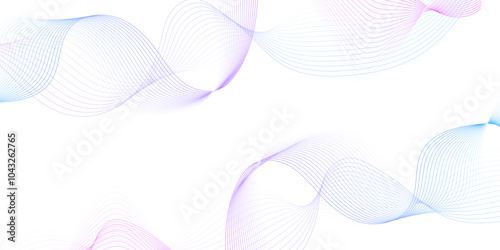White wave curve lines banner background design. Abstract soft wave lines dynamic flowing blue pink isolated background. Vector Illustration of the blue pattern of lines. blue stripes on white .	
