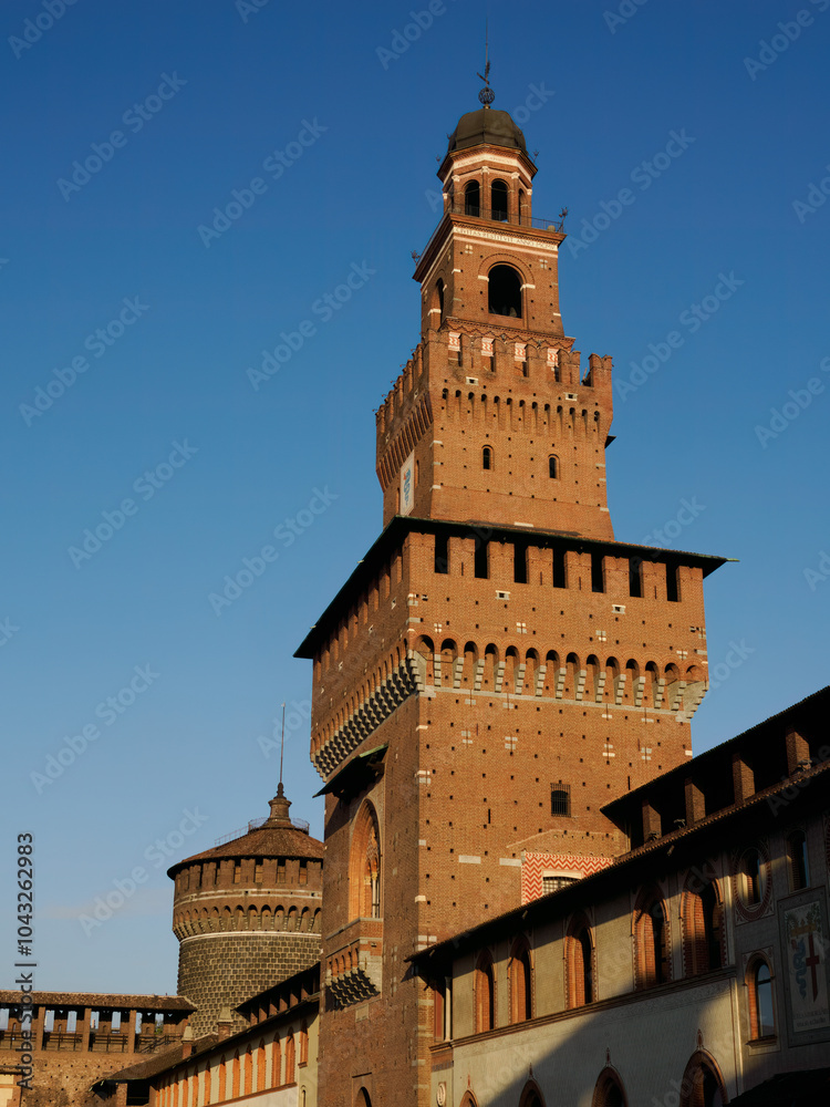 Fototapeta premium Castello Sforzesco, medieval castle in Milan, Italy