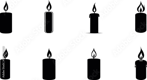 Variety of Candle Silhouettes Showcasing Different Shapes and Flame Designs