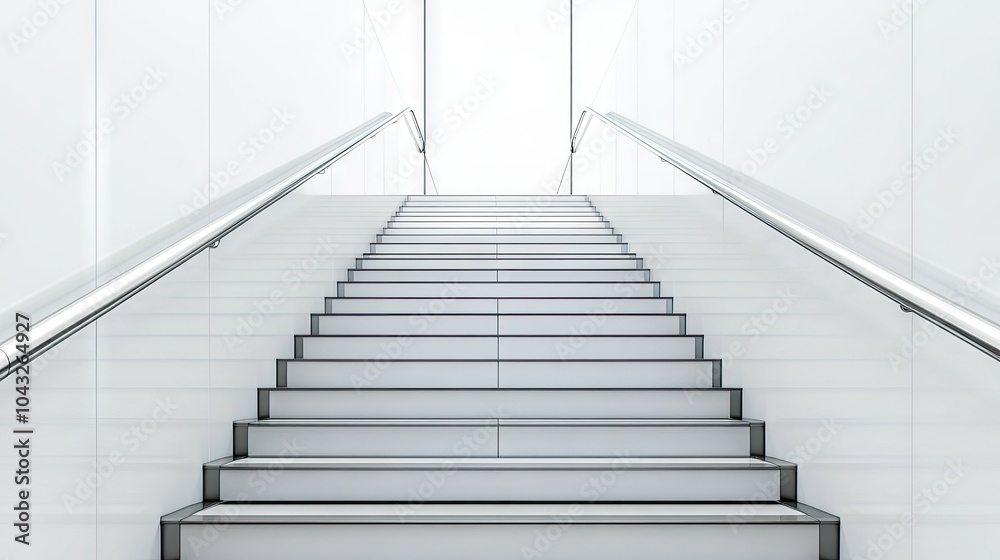 Fototapeta premium Modern Minimalist Staircase with Bright Light Source