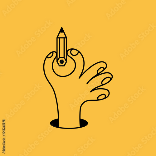 Vector line simple illustrations, hands and gesture in outline style, sticker gesture, print and poster design