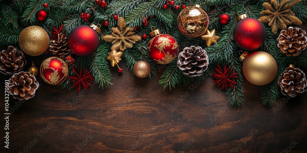festive christmas garland on wood festive christmas garland on wood