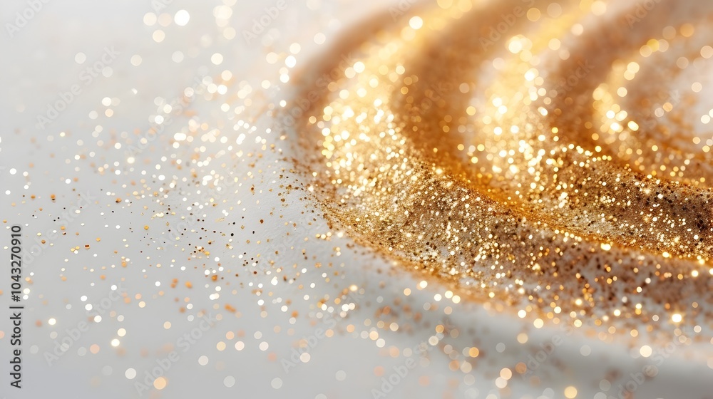 Shimmering Gold Circles on Luxurious White Background with Radiant Lighting Effects Shimmering Gold Circles on Luxurious White Background with Radiant Lighting Effects