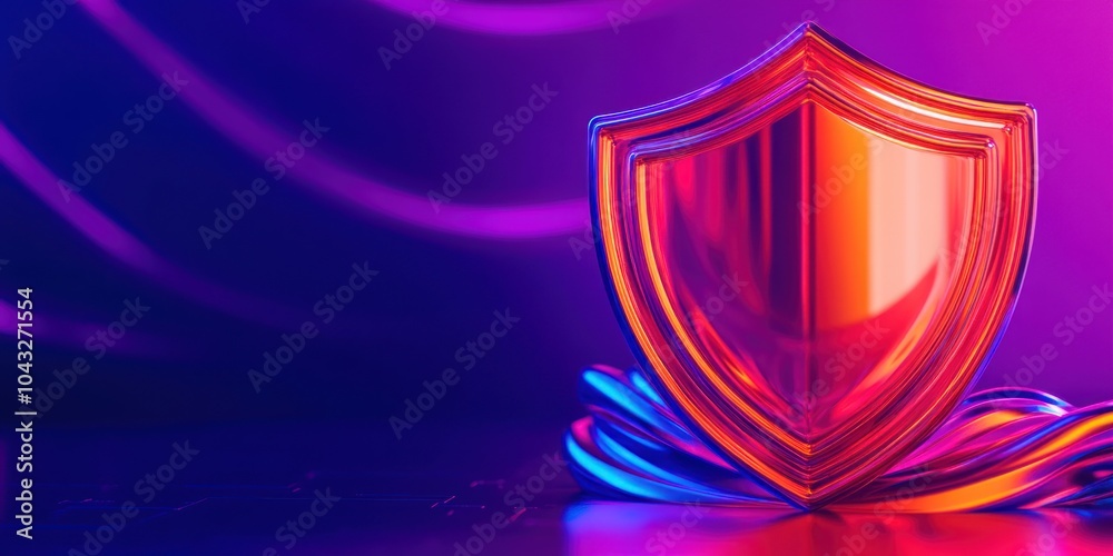 Fototapeta premium A stylized shield representing security against a vibrant, colorful backdrop.