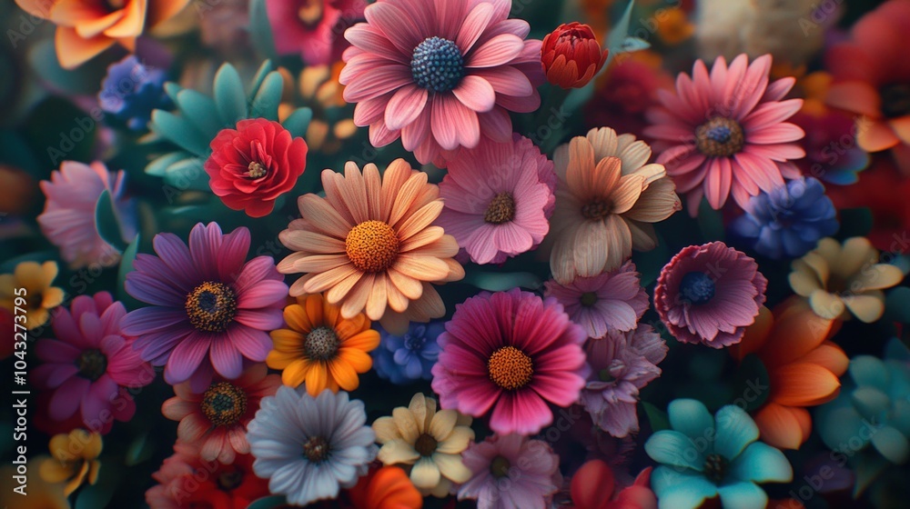 Fototapeta premium A close-up shot of a vibrant bouquet of colorful flowers.