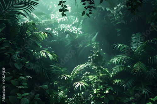 A jungle filled with lots of green plants photo