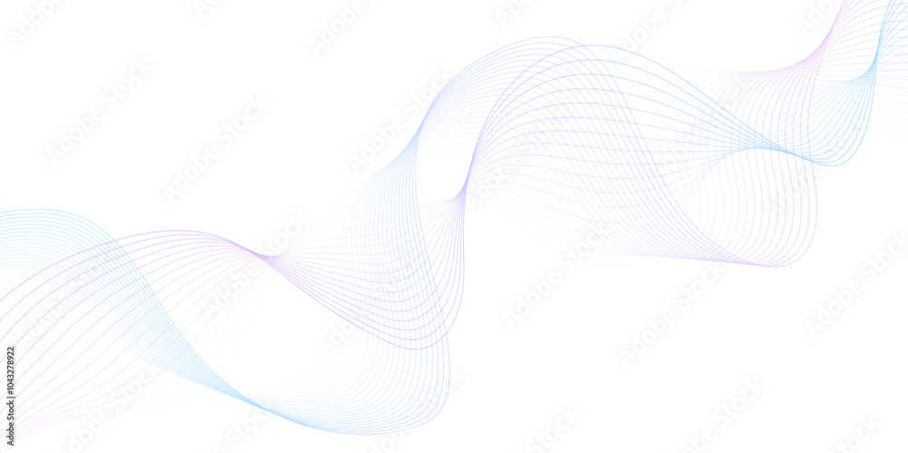 Fototapeta premium White wave curve lines banner background design. Abstract soft wave lines dynamic flowing blue pink isolated background. Vector Illustration of the blue pattern of lines. blue stripes on white . 