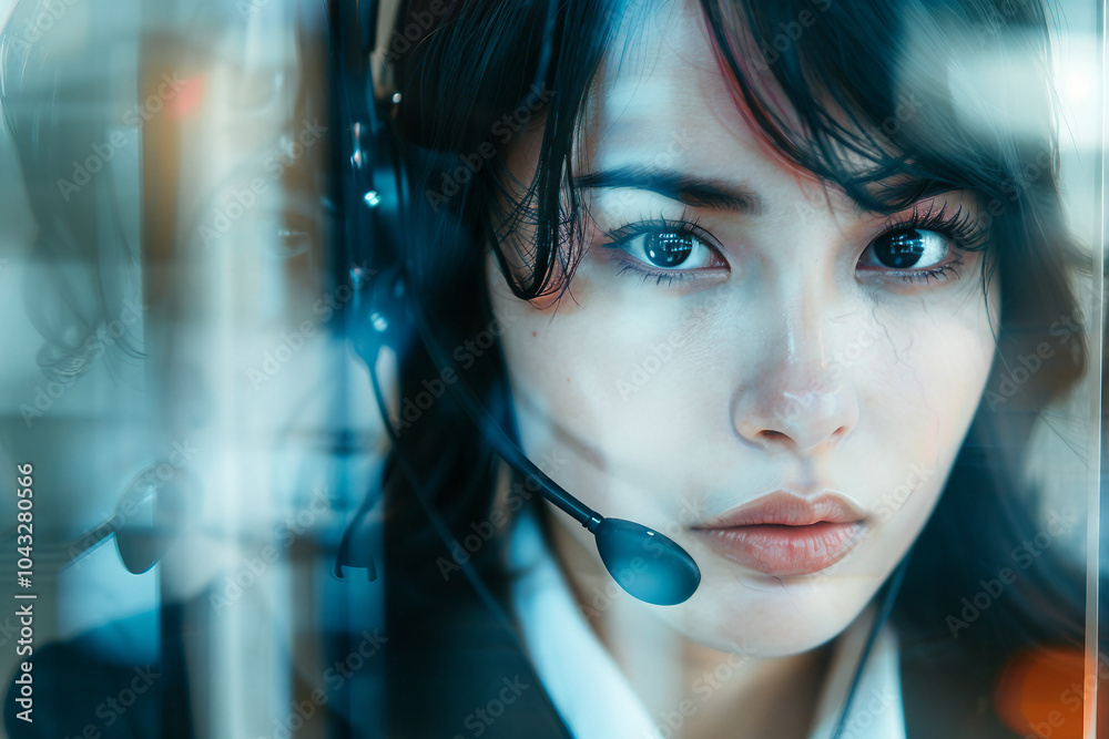 Generative AI illustration of mature woman strict boss Generative AI illustration of mature woman strict boss