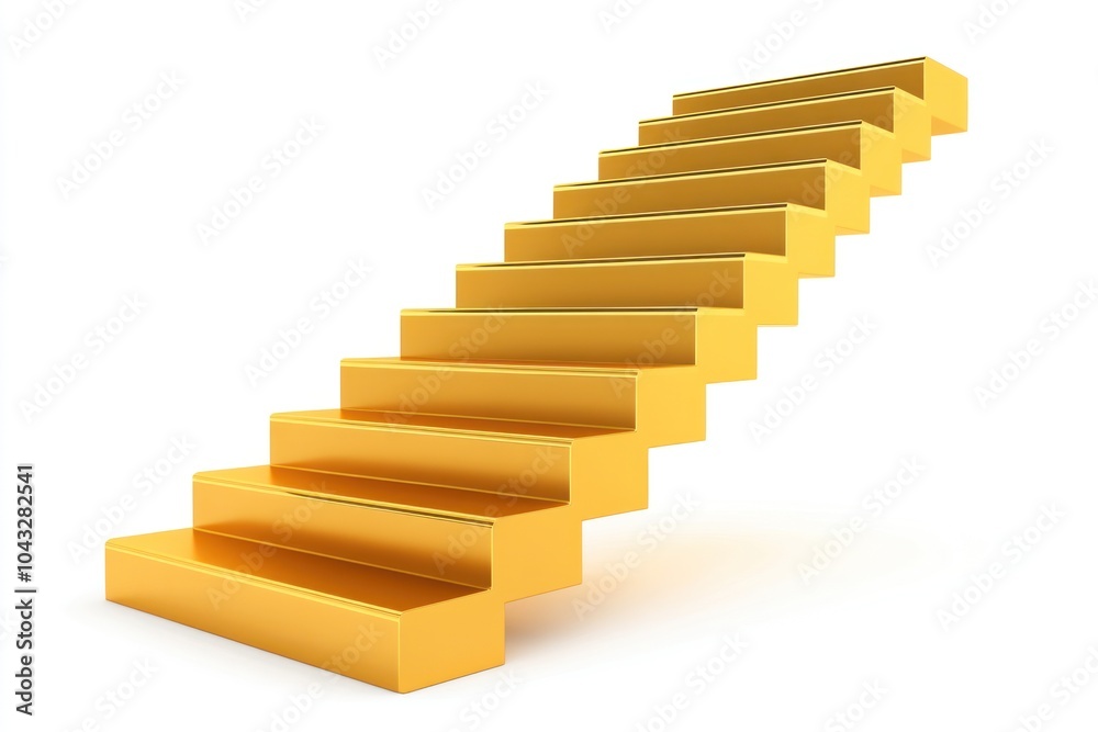 Fototapeta premium A three-dimensional yellow staircase with multiple steps.