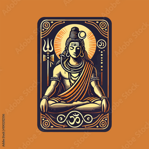 Vector illustration of Lord Shiva in a meditative pose