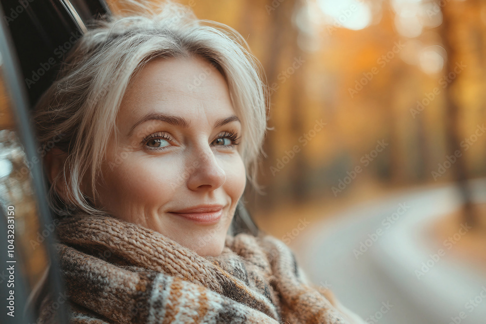 Tourist enjoying the beautiful fall colors of the leaves in a peaceful forest generative AI picture Tourist enjoying the beautiful fall colors of the leaves in a peaceful forest generative AI picture