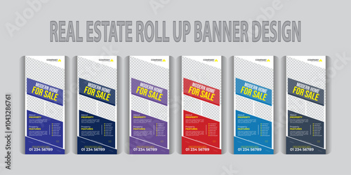 Real estate roll up banner bundle set, roll up ads banner template 6 color variation. ads banner, rollup ads, bundle set, bundle rollup, x banner bundle, colorful bundle, pullup bundle