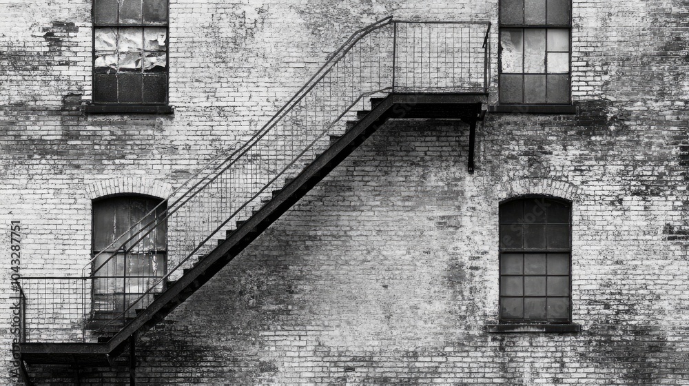 Weathered Staircase on Brick Wall Weathered Staircase on Brick Wall