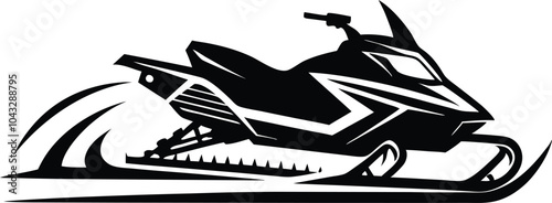 Snowmobile trails Silhouette logo design vector isolated on white background.